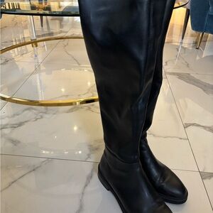 Black Leather Knee-High Boots